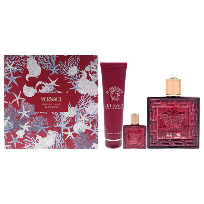 【置き目品】【貨物輸送無料】エントリーで尖んがり5倍 Versace Eros Flame by Versace for Men - 3 Pc Gift Set 3.4薬局衡オンス 電子データ処理 Spray, 0.17薬局衡オンス 電子データ処理 Spray (Mini), 5薬局衡オンス Bath and Shower Gel