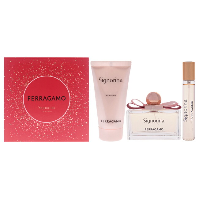 【置き目品】【貨物輸送無料】エントリーで尖んがり5倍 Signorina by Salvatore Ferragamo for Women - 3 Pc Gift Set 3.4薬局衡オンス 電子データ処理 Spray, 0.5薬局衡オンス 電子データ処理 Spray, 1.7薬局衡オンス Body Lotion