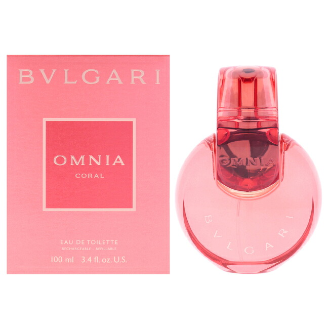 【決まり品】【貨物輸送無料】Omnia - Coral by Bvlgari for Women - 3.4 薬局衡オンス EDT Spray (Refillable) 香水・フレグランス-美容・コスメ・香水