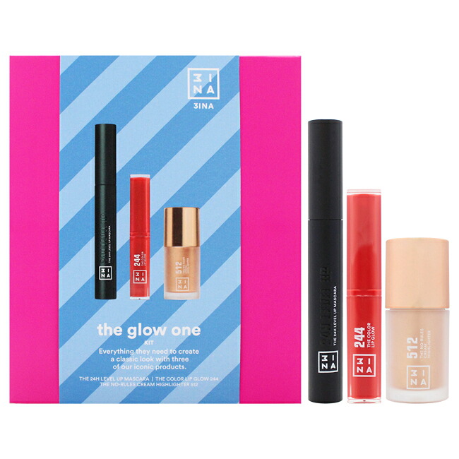 【置き目品】【貨物輸送無料】The Glow One Kit by 3INA for Women - 3 Pc 0.27薬局衡オンス The 24H Level Up Mascara, 0.27薬局衡オンス No Rules Highlighter - 512, 0.05薬局衡オンス The Color Lip Glow - 244