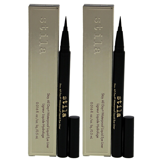【置き目品】【貨物輸送無料】Stay All Day Waterproof Liquid Eye Liner - Intense Black by Stila for Women - 0.016 薬局衡オンス Eyeliner - Pack of 2