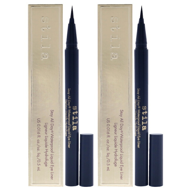 【置き目品】【貨物輸送無料】Stay All Day Waterproof Liquid Eye Liner - Midnight by Stila for Women - 0.016 薬局衡オンス Eyeliner - Pack of 2