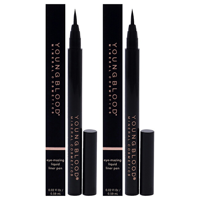 【置き目品】【貨物輸送無料】Eye-Mazing Liquid Liner Pen - Noir by Youngblood for Women - 0.02 薬局衡オンス Eyeliner - Pack of 2
