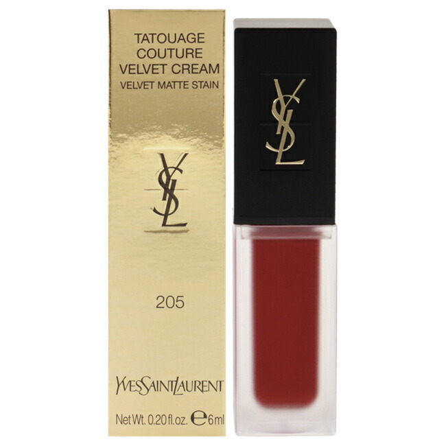 【置き目品】【貨物輸送無料】Tatouage Couture Velvet Matte Cream - 205 Rouge Clique by Yves Saint Laurent for Women - 0.2 薬局衡オンス Lipstick