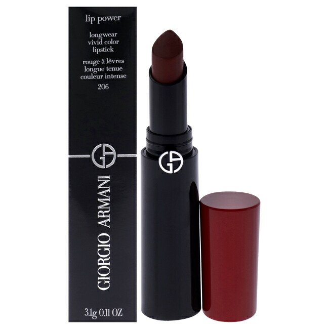 【置き目品】【貨物輸送無料】Lip Power Longwear Vivid Color Lipstick - 206 Cedar by Giorgio Armani for Women - 0.11 薬局衡オンス Lipstick