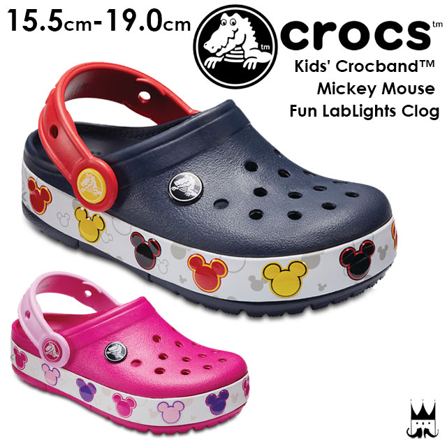 楽天市場 あす楽 送料無料 クロックス Crocs クロックバンド ミッキー ファン ラブ ライツ キッズ 光る靴 サンダル 4994 男の子 女の子 410 Navy 6x0 Candy Pink ディズニー Disney Evid O Sg 5 シューマートワールド