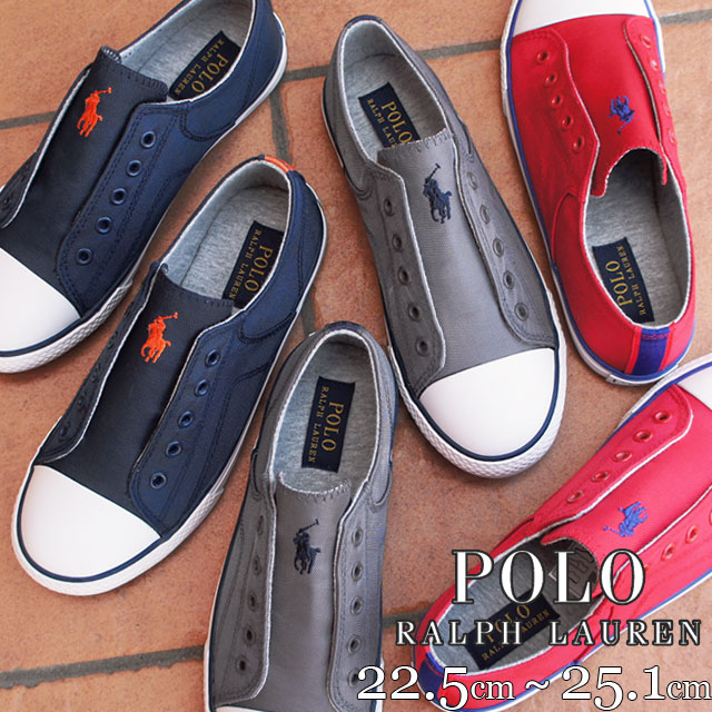 楽天市場 あす楽 送料無料 ポロ ラルフローレン スリッポン スニーカー キッズ ジュニア レディース Rf Rf Rf 紺 ネイビー 赤 レッド グレー 男の子 女の子 ローカット シューマートワールド