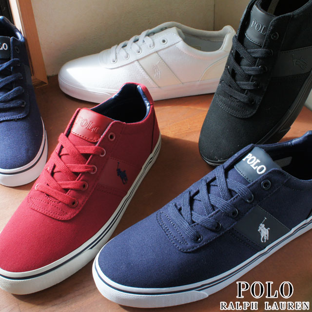 楽天市場 あす楽 送料無料 ポロ ラルフローレン スニーカー メンズ 靴 キャンバススニーカー 白 ホワイト ブラック 黒 ネイビー レッド ローカット レースアップ カジュアルシューズ ハンフォード Rc66 Evid シューマートワールド
