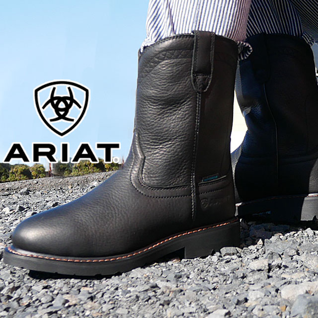 新品、本物、当店在庫だから安心】 アリアット ARIAT メンズ ウエスタンブーツ シエラ H20 ワークブーツ ミドル丈 2E 防水 靴 ブラック  黒 10034142 evid2 fucoa.cl