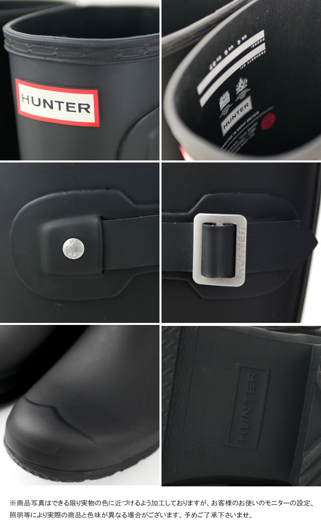 ハンターHUNTERレディースレインブーツオリジナルツアーショートレインシューズラバーブーツショートブーツハーフブーツ防水長靴雨WFS2205RMAブラック黒【送料無料】evid