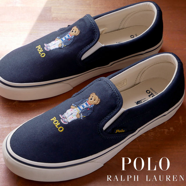 ポロ ラルフローレン Polo Ralph Lauren メンズ スリッポン キートン スリップ Sk Spo ワイズd スニーカー カジュアルシューズ ローカット 靴 ポロベア Rb85 ネイビー Evid 人気上昇中