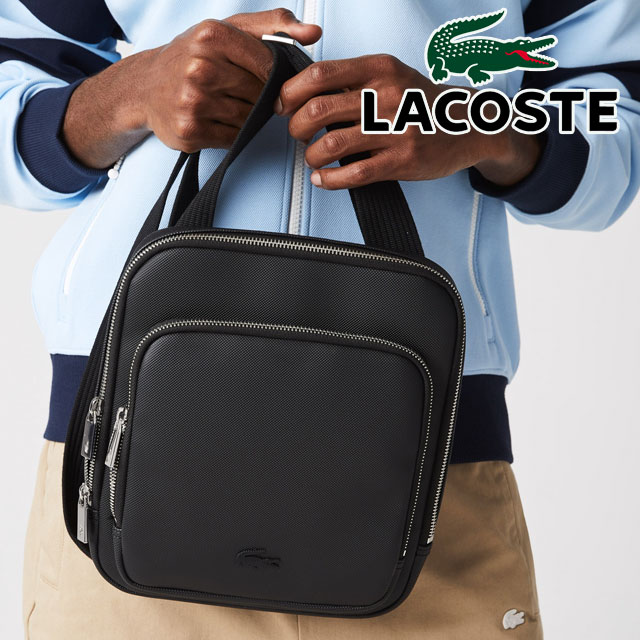 円 期間限定送料無料 ラコステ Lacoste メンズ バッグ クラシック ワントーンスクエアショルダーバッグ 斜め掛け 肩掛け バック カジュアル Nh3284h 000 ブラック 黒 鞄 Evid