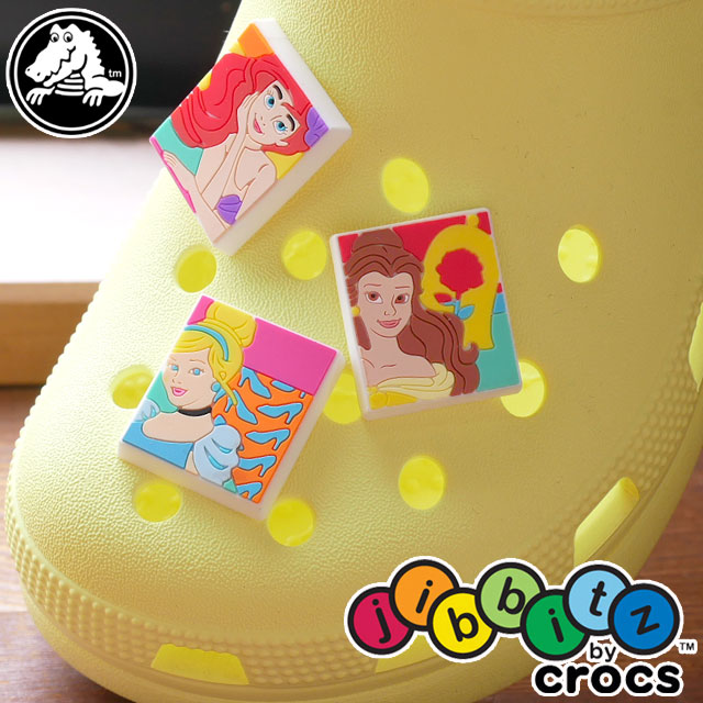 クロックス crocs ジビッツ キッズ レディース ディズニー プリンセス 四角 ラバークロッグ用アクセサリー シューチャーム シンデレラ 10008324 ベル 10008325 アリエル 10008297 あす楽 evid画像