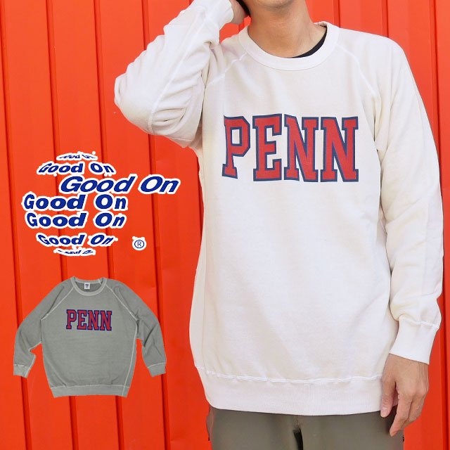 グッドオン Good On スウェット メンズ OLRG1235P PENN クルーネック トレーナー ロングスリーブ トップス コットン カジュアル 長袖 ウェア アパレル 服 日本製 白 灰 送料無料 最強翌日配送 evid2