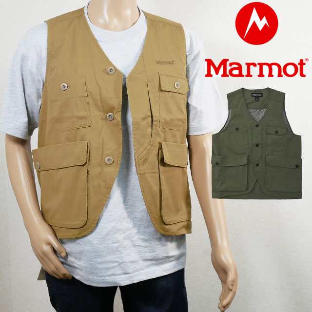 ＼ポイント7倍／マーモット Marmot シェルジャケット メンズ TOMSJK09 バーナビーベスト 難燃 静電ケア 多ポケット 上着 トップス アパレル 服 アウトドア キャンプ BBQ 釣り 黄土色 カーキ evid m-sg