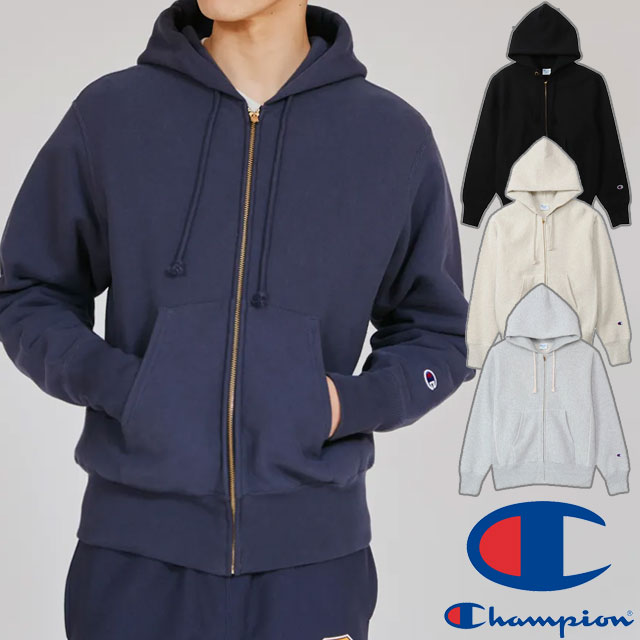 チャンピオン Champion メンズ レディース ジップアップパーカー リバースウィーブ ジップフーデッドスウェットシャツ フーディー 青単タグ トップス 長袖 ロングスリーブ C3-Y134 アパレル ウェア 服 送料無料 最強翌日配送 evid|シューマートワールド