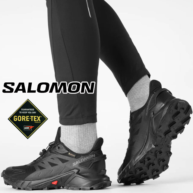 サロモン スニーカー レディース スーパークロス 4 GTX W ローカット 防水 滑りにくい トレイルランニングシューズ グリップ力 アウトドア ゴアテックス L41733900 ブラック 黒 靴 送料無料 最強翌日配送 evid