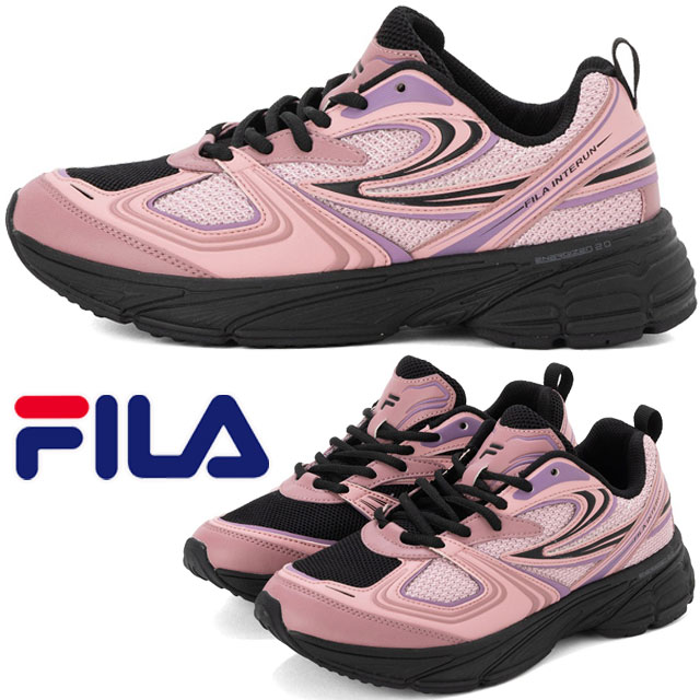 フィラ スニーカー レディース ピンク/ブラック 靴 カジュアル ローカット ダッドシューズ レースアップ インテラン FILA WSS25004 送料無料 最強翌日配送 evid2