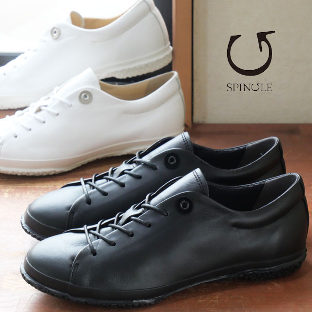 スピングル スニーカー レディース ローカット カジュアルシューズ メイドインジャパン 外羽根 レザースニーカー 日本製 本革 SP-1822 ブラック 黒 ホワイト 白 スムースレザー 靴 最強翌日配送 dive画像