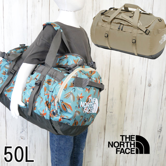 ＼最大500円クーポン有／ザ・ノース・フェイス ダッフルバッグ キッズ ジュニア NMJ72352 ナイロンダッフル50 ボストンバッグ ショルダー リュック 3way アウトドア キャンプ 旅行 スポーツ 宿泊 部活 総柄 50L ベージュ ブルー 最強翌日配送 送料無料 evid o-sg1｜シューマートワールド