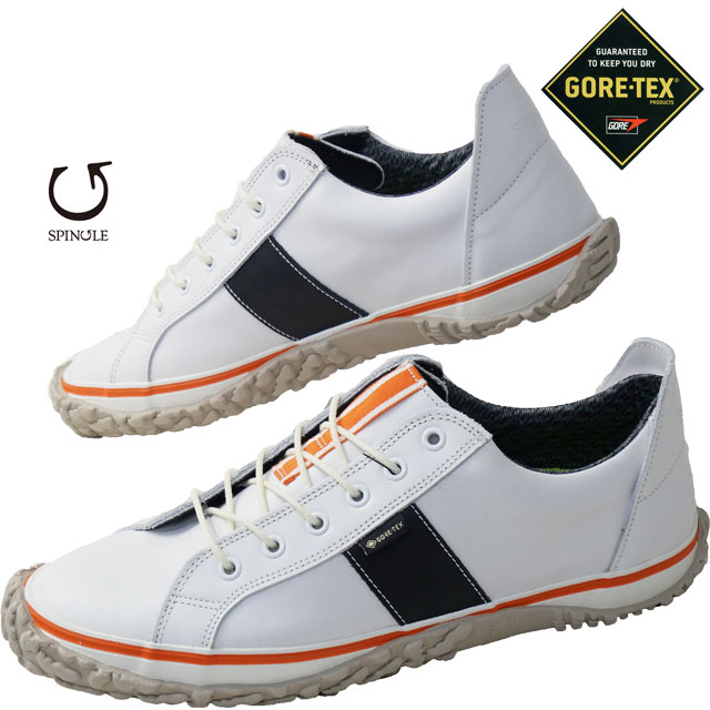 【返品交換送料無料】スピングル ゴルフスニーカー 防水 メンズ ローカット ゴルフシューズ 本革 ゴアテックス スパイクレス メイドインジャパン ゴルフコース ラウンド 日本製 抗菌仕様 SP-1651 ホワイト/ブラック 靴 最強翌日配送 dive画像