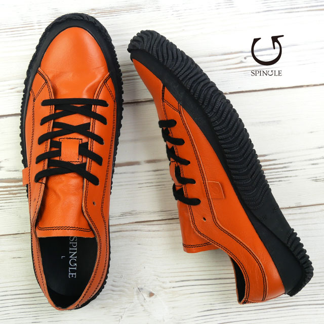 【返品交換送料無料】 スピングル スニーカー メンズ ローカット カジュアルシューズ レディース 本革 メイドインジャパン レザースニーカー カンガルーレザー 日本製 SP-110 オレンジ 靴 最強翌日配送 dive画像
