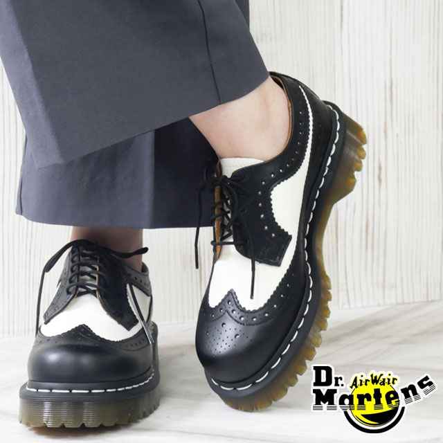 Dr. Martens ブラック/ホワイト 厚底ウィングチップ 楽天市場】Dr.Martens 3989 BROGUE SHOE BEX 34 F black&white