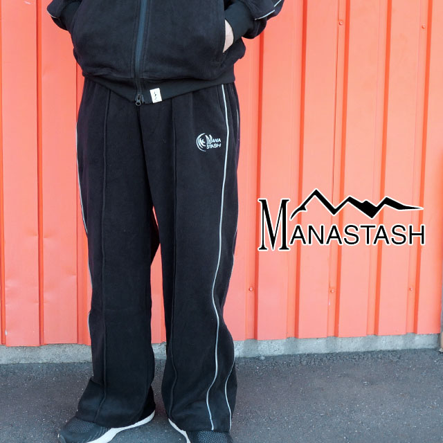 ＼クーポン有／マナスタッシュ トラックパンツ メンズ 7926110004 ジャージ パンツ アパレル ボトムス ロングパンツ カジュアル スポーティ 長ズボン 服 セットアップ可能 ライン シンプル ロゴ 黒 ブラック 最強翌日配送 送料無料 evid