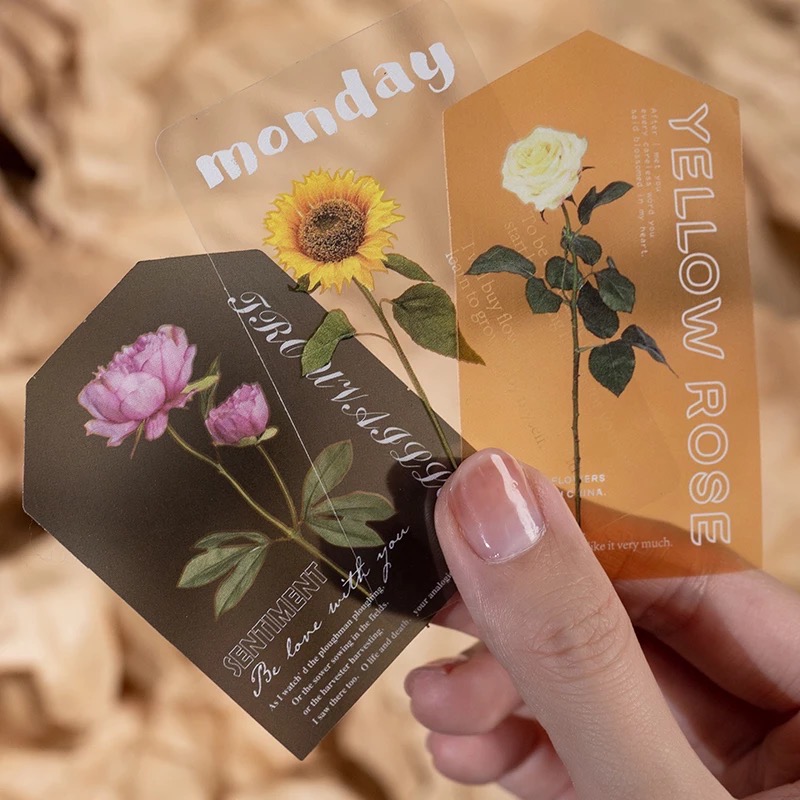 市場 Flowertagステッカーセット 葉 植物 押し花 フレークシール S2 おしゃれ お花 ドライフラワー クリア Pet 花 シール ステッカー タグ 40枚入 透明