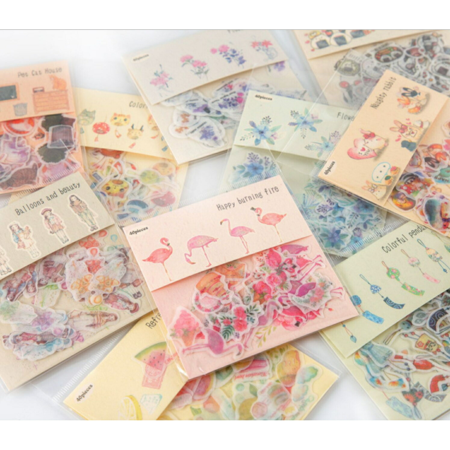 楽天市場 海外製 フレークシール S38 マスキングテープ素材 40枚入り 小さめ 手帳 スケジュール帳 お花 女の子 風船 カフェ フルーツ スイーツ 夏 風鈴 猫 ねこ フラミンゴ シール Bujo Pales Chop