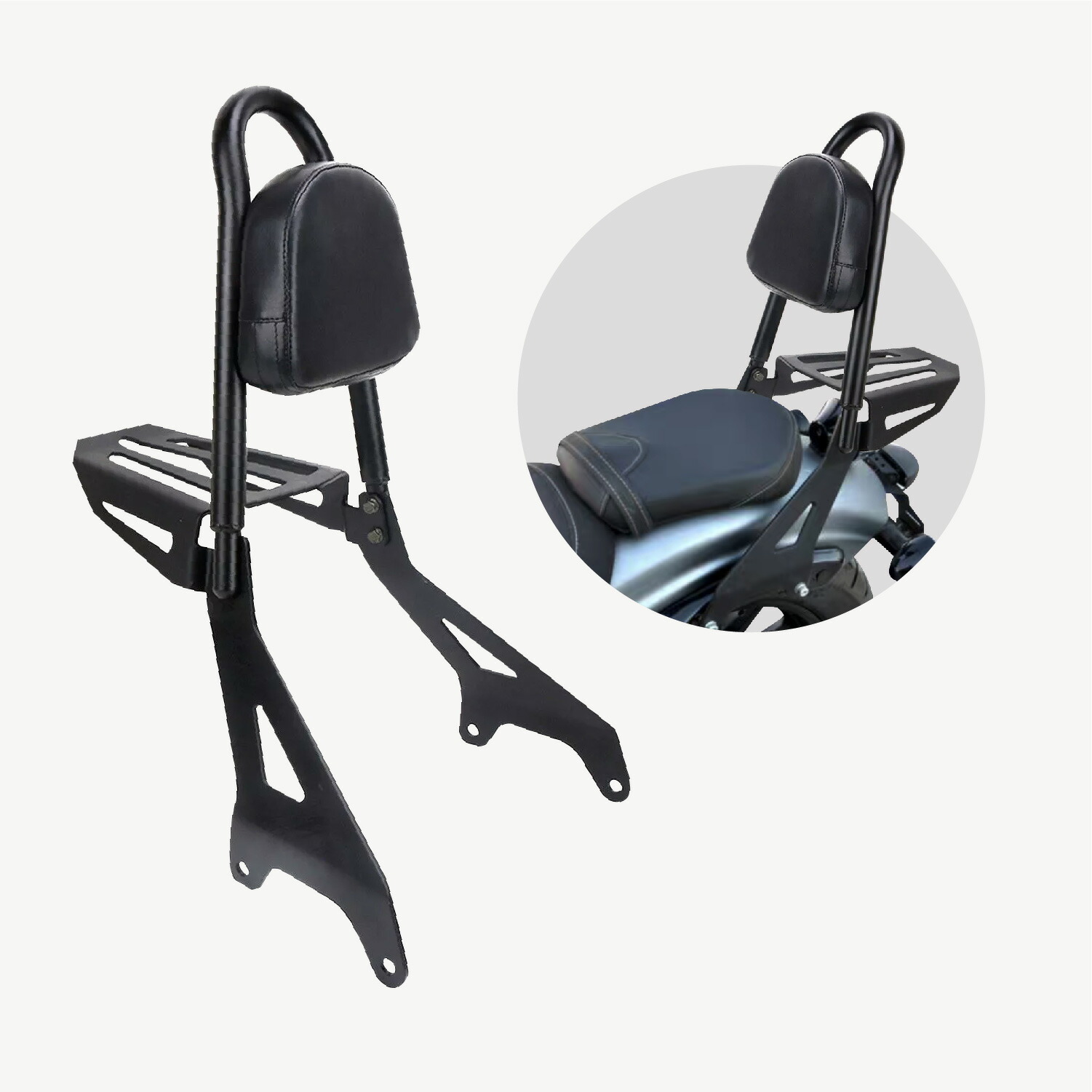 Kurflo バックレスト オートバイ用 シーシーバー 荷物ラック YAMAHA ボルト スター XVS950 XV950 2013-2023 専用 シーシーバー ラゲッジラック付 バックレストシートパッド 防水防錆 簡単取付