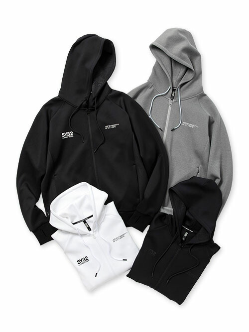 【30％OFF】パーカー ジップフーディー ダンボールニット ストレッチ性 防風性 エンボス加工 S/M/L/XL/XXL LL/3L ◆DOUBLE KNIT EMBOSS LOGO ZIP HOODIE◆ SY32 by SWEET YEARS エスワイサーティトゥバイスウィートイヤーズ [13070]