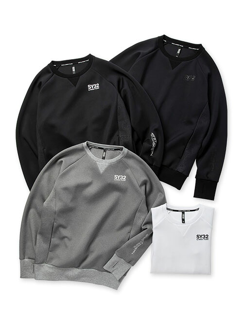 【30％OFF】スウェット プルオーバー ダンボールニット ストレッチ性 防風性 切替デザイン S/M/L/XL/XXL LL/3L ◆DOUBLE KNIT EMBOSS LOGO P/O CREW◆ SY32 by SWEET YEARS エスワイサーティトゥバイスウィートイヤーズ [13073]