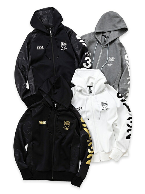 ダンボールニットジップフーディー◆DOUBLE KNIT EMBOSS CAMO SHIELD LOGO ZIP HOODIE◆SY32 by SWEET YEARS エスワイサーティトゥバイスウィートイヤーズ [13509]