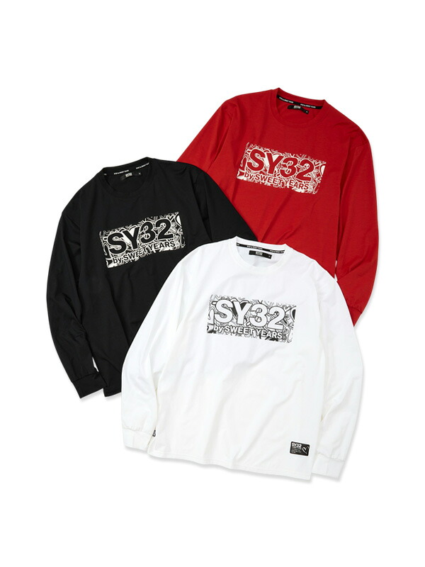 ハートパターンボックスロゴ ロング衣袂ティーシャツ◆HEART PATTERN BOX LOGO L/S TEE◆SY32 by SWEET YEARS  エスワイサーティトゥバイスウィートイヤーズ  [15501]