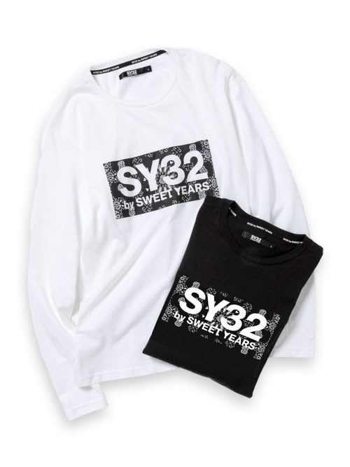 プルオーバー 長袖 ロング捩り 綿織物 メンズ S/M/L/XL/XXL/XXXL/XXXXL LL/3L/4L/5L◆PAISLEY BOX LOGO L/S TEE◆ SY32 by SWEET YEARS  エスワイサーティトゥバイスウィートイヤーズ   [TNS1725P]