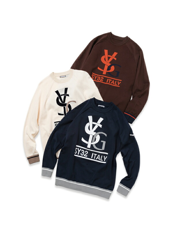 【20900円&rarr;30%OFF】クルーネックニット◆SYG LOGO CREW NECK SWEATER｜MEN'S◆SY32 by SWEET YEARS GOLF[SYG-24A042]｜SY32 by SWEET YEARS 公式ストア