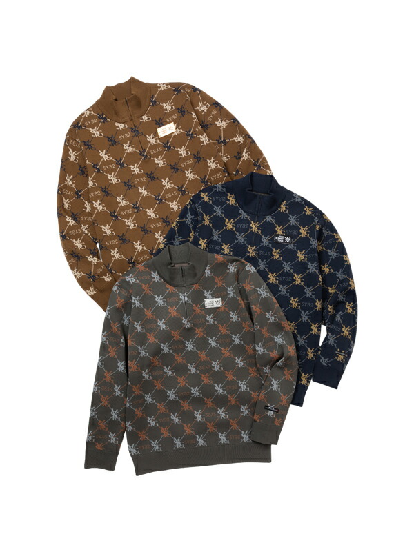 【30％OFF】モノグラムデザイン ハーフZIPニット◆SYG MONOGRAM SWEATER｜MEN'S◆SY32 by SWEET YEARS GOLF[SYG-24A043] 12,705円