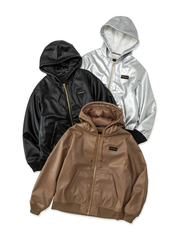 フェイクレザーZIPフーディ◆FAKE LEATHER ZIP HOODIE◆SY32 by SWEET YEARS エスワイサーティトゥバイスウィートイヤーズ [15524]｜SY32 by SWEET YEARS 店