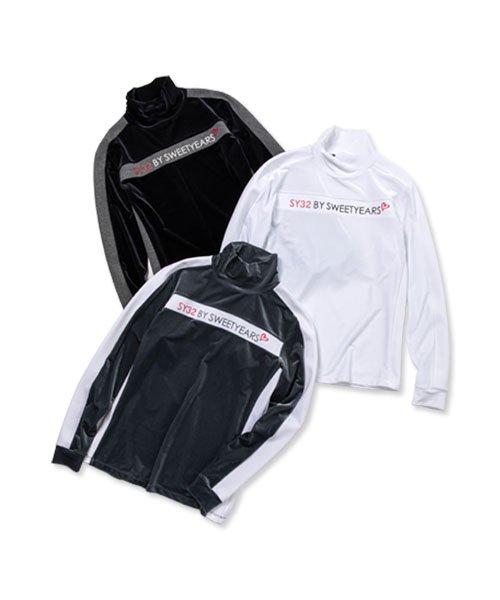 【OPEN祝するクーポン券別れ別れ中】モックネックシャツ 長袖 イタリアカルビコ社 光輝天鵞絨 GOLF  S/M/L ◆CARVICO MOCK NECK SHIRTS◆ SY32 by SWEET YEARS Official エスワイサーティトゥバイスウィートイヤーズ 公式的 [SYG-22A15W]