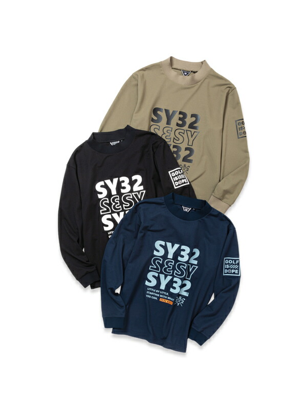 【OPEN不死化クーポン券別れ別れ中】ロングスリーブモックネックシャツ◆RICICLARE PIQUE MOCK｜MEN\u0027S◆SY32 by SWEET YEARS GOLF[SYG-24ARIC002]