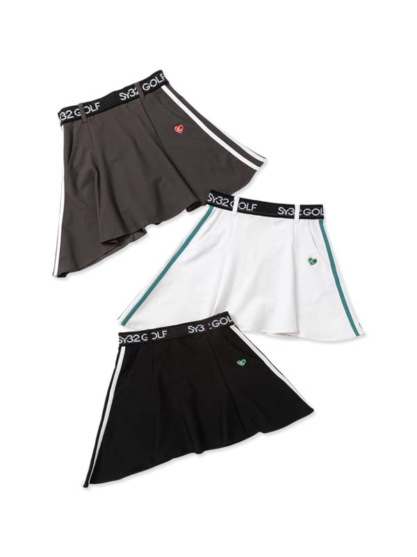ブロックジャガード 非対称 スコート◆BLOCK JQ TRICOT ASYMMETRY SKIRT◆SY32 by SWEET YEARS GOLF[SYG-25A8-04]