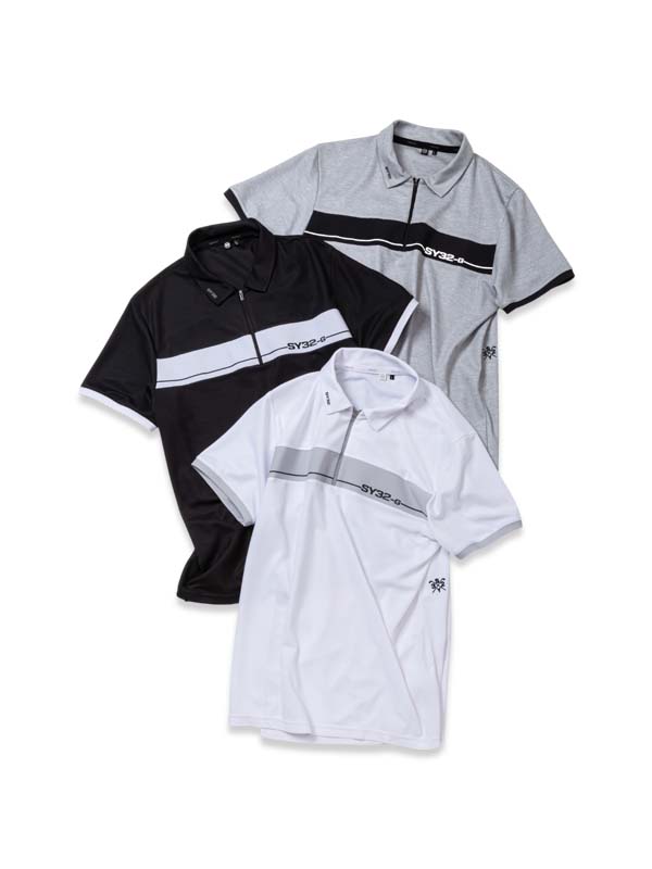 リサイクルカノコ 素っ気ないメッシュ ジップアップポロシャツ◆RICYCLE KANOKO ZIP UP SHIRTS｜MEN\u0027S◆SY32 by SWEET YEARS GOLF[SYG-25S032]