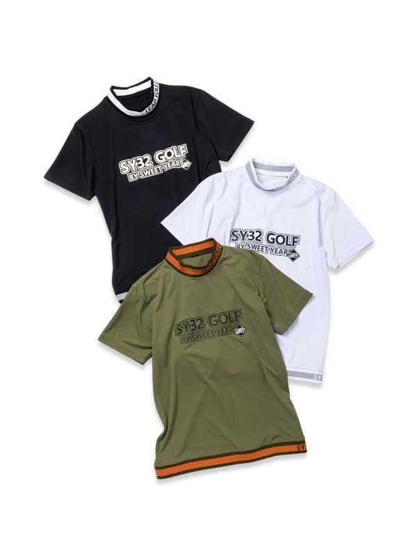 【OPEN祝する引き換え証散り散り中】素っ気ない伸ばすこと モックネックシャツ◆LIGHT STRETCH LOGO MOCK｜MEN\u0027S◆SY32 by SWEET YEARS GOLF[SYG-25S038]