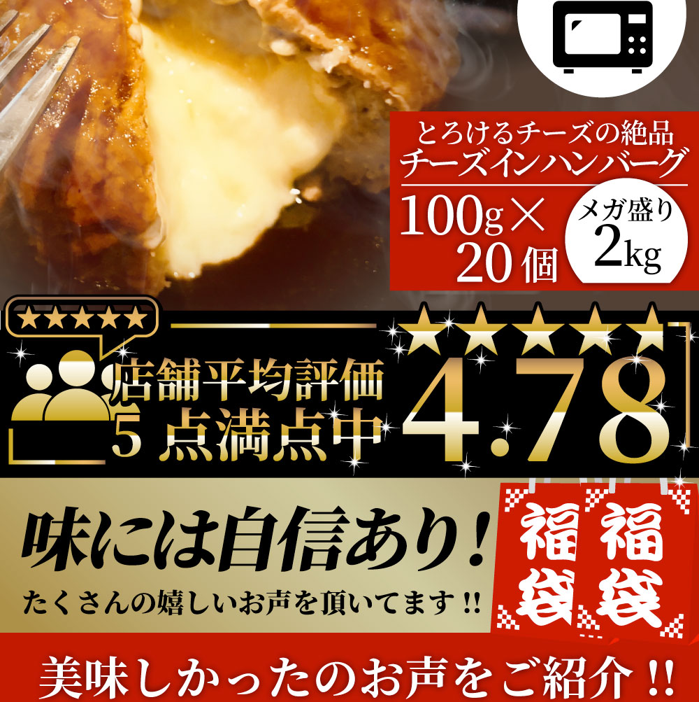 ハンバーグ 福袋 2種食べ比べ チーズイン100g 個 4 4kg セット プレーン100g 24個