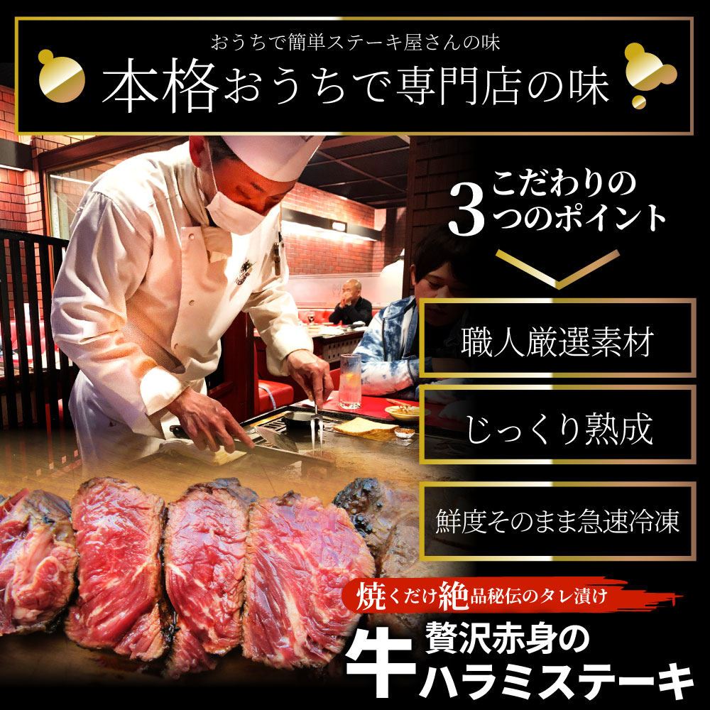 ステーキハラミ牛ハラミブロック焼肉（タレ漬け）750g（250ｇ×3枚）タレ秘伝焼肉セット焼肉ランキング1位やきにくハラミ赤身赤身肉タンパク質アウトドアお家焼肉レジャー送料無料