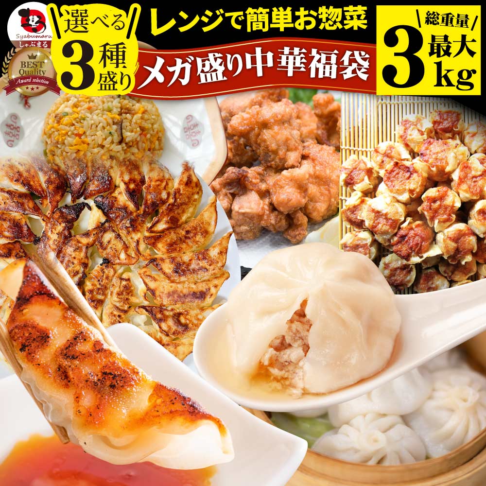 市場 中華 3種から選べるセット チャーハン 焼飯 小籠包 総重量最大3kg 冷凍 惣菜 点心 唐揚げ 餃子 セット 焼売 福袋