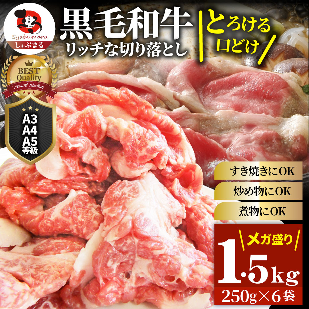 肉 ギフト プレゼント 食品 お祝い 黒毛和牛 贅沢 霜降り 切り落とし たっぷり メガ盛り 1.5kg(250g×6) ギフト プレゼント ( 和牛 切り落とし 訳あり 国産 牛 牛肉 ) 送料無料
