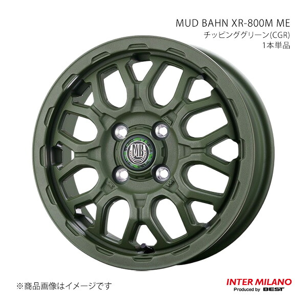 【12インチ 4H 100 4.00B +42】ホイール1本単品 MUD BAHN XR-800M ME チッピンググリーン(CGR) INTER MILANO/インターミラノ|カー用品 車衛門