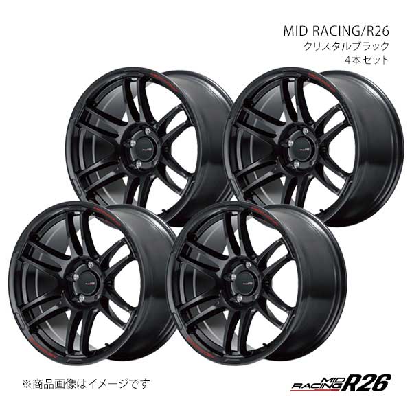 【15インチ 4H 100 5.0J +45】アルミホイール4本セット MIDレーシング/R26 MID RACING/R26 CBK X195550433450300×4